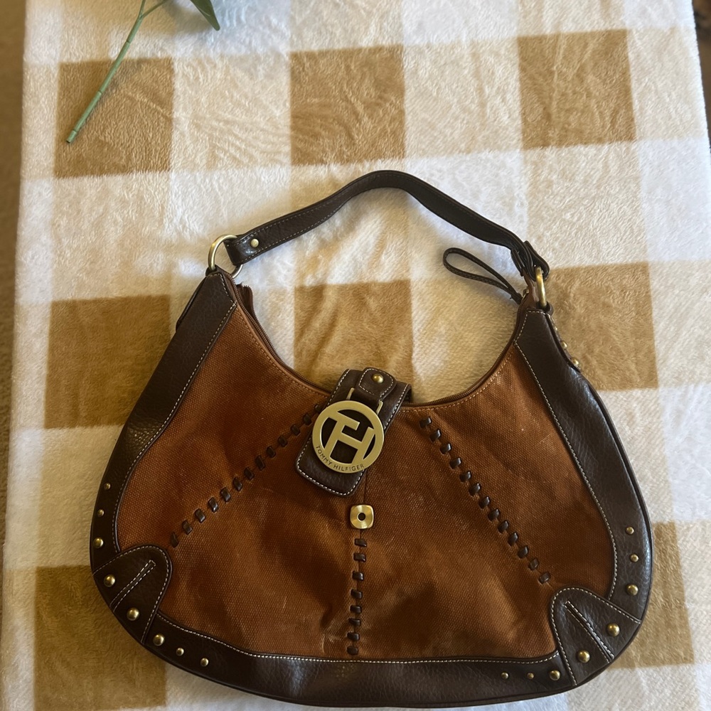 Tommy Hilfiger Brown Leather/Suede Shoulder Bag